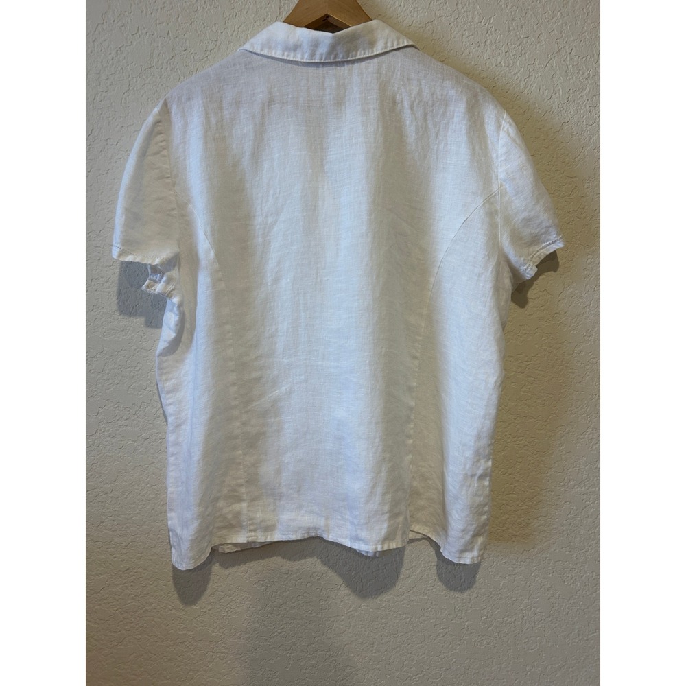 Womens 100% Linen Button Up Top Size 18 (XL) White Coastal Boho Beach Minimalist - Picture 5 of 8